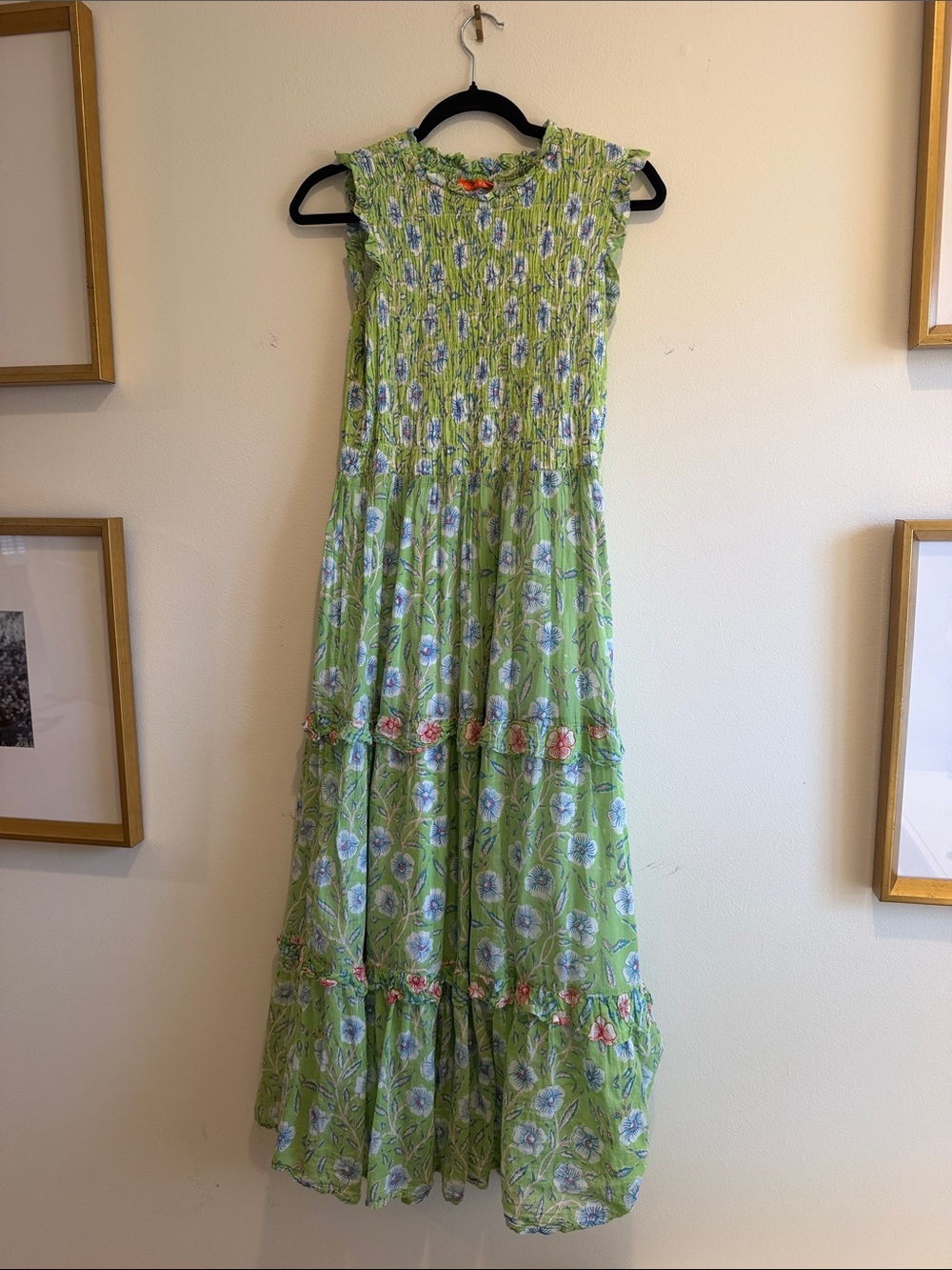 Oliphant Green Floral Sleeveless Maxi Dress